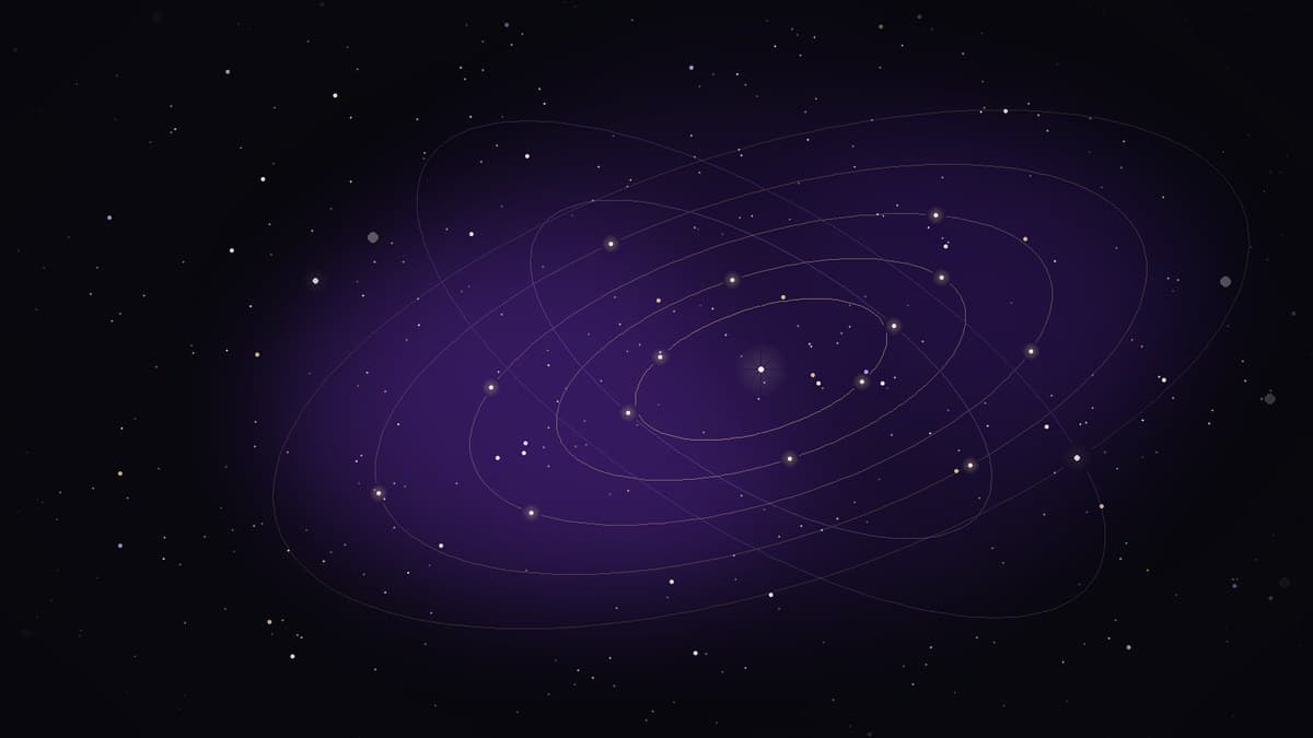 Synchronized constellation orbital paths and aligned momentum across a cosmic field